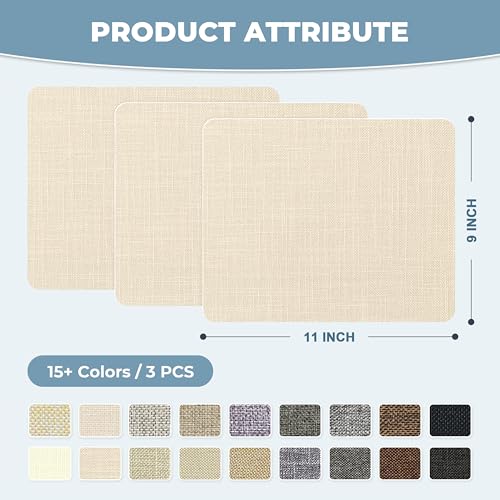 BESEZX Linen Fabric Repair Patch Upholstery Patch 3 PCS 9 * 11 Inch - color: Off White, size: 9*11 inch