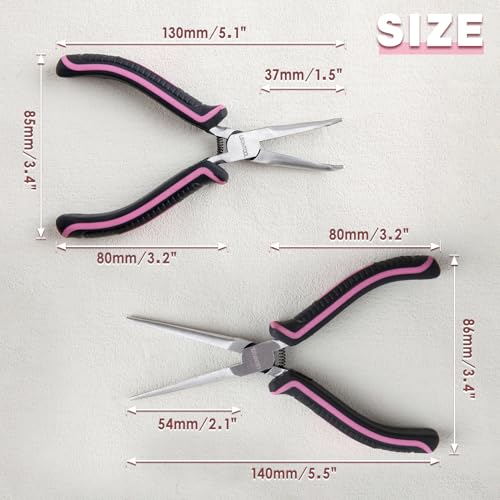 Mini Needle Nose Pliers Set - Small & Extra Long Nose Pliers for Jewelry Making, Wire Wrapping & Object Gripping with Soft Grip - style: Straight & Bent Needle Nose Plier