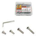 18pcs 1/4-20 4 Sizes Countersunk Head Screws, Flat Socket Head Cap Screws Assortment Kit with Allen Keys, 304 Stainless Steel Socket Cap Bolts Flat Countersunk Head Machine Screws - size: 304-4Size-1/4-18P
