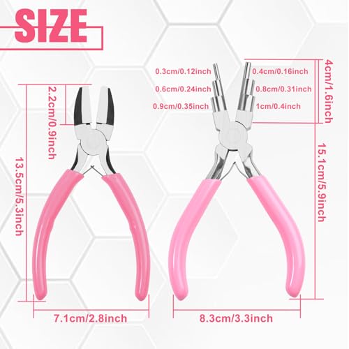 2 Pcs Jewelry Making Tools, Soft Jaw Plier with 6 in 1 Bail Making Plier 3mm to 10mm, Flat Nose Pliers with 2 Replacement Tips Wire Looping and Bending Pliers for Wire Wrapping Straightening - style: Soft Jaw Plier & Bail Making Plier
