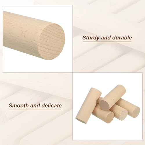 PATIKIL 1-3/8 x 4 Inch Dowel Rods Wood Sticks Unfinished Round Dowels 10pcs - size: 1-3/8"x4"
