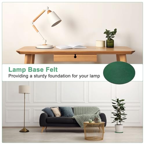 M METERXITY 30-Pack Lamp Base Felt, 3 Inch Dia. 2mm Thick Self Adhesive Round Fabric Felt Pads for Lamp/Furniture/DIY, Non-Slip Fiber Backed Patch Circles with Adhesive Backing [Green] - color: Green, size: 3" Dia