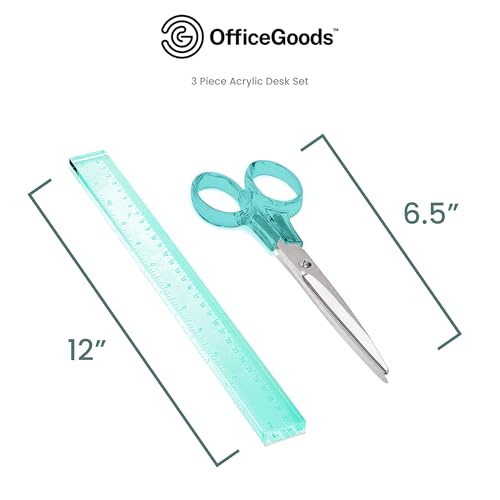 OfficeGoods 3-Piece Acrylic Desk Set, Green with Silver Metal - color: Green