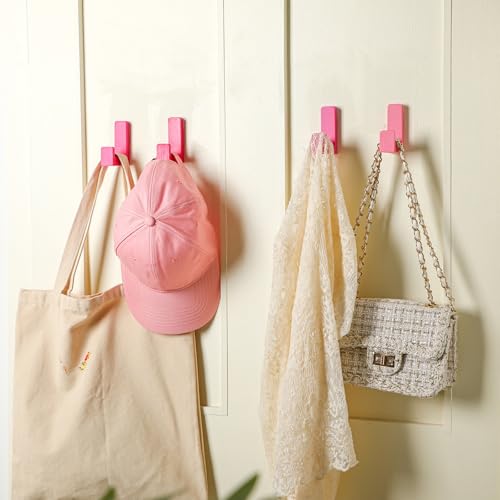 Teenyyou 6 Pcs Cute Kids Wall Hooks Adhesive for Backpack Pink Mixed Color - color: Pink Mixed Color