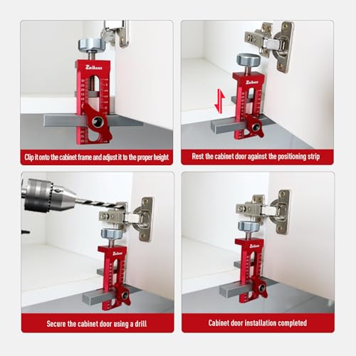 2-in-1 Cabinet Door Mounting Jig & Rebound Device Tool,Cabinet Hardware Jig with Bag,Fast Positioning Leveling Drilling Cabinet Door Mounting Jig for Most Cabinet Doors with 3 Drill Bits