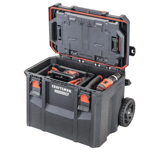 CRAFTSMAN VERSASTACK XL Tool Box with Wheels, Waterproof, Stackable System, Portable Rolling Storage for Indoor/Outdoor Use, 22.5 Inch (CMST21445)