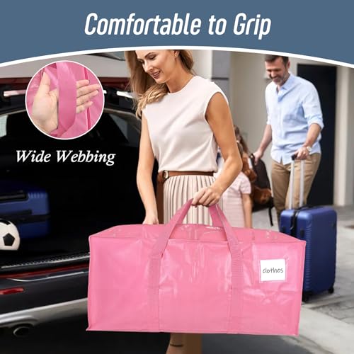 12 Pack Extra Heavy Duty Large Moving Bags with Strong Zipper, Pink - color: Pink, size: 12 Pack
