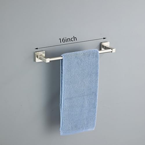 Brushed Nickel Bathroom Hardware Set 4 Pieces,Towel Bar Set Stainless Steel Wall Mounted, Includes 16In Hand Towel Bar, Towel Ring, Robe Towel Hooks,Toilet Paper Holder, Bathroom Towel Rack Set… - color: Brushed Nickel-4pcs, size: 16Inch