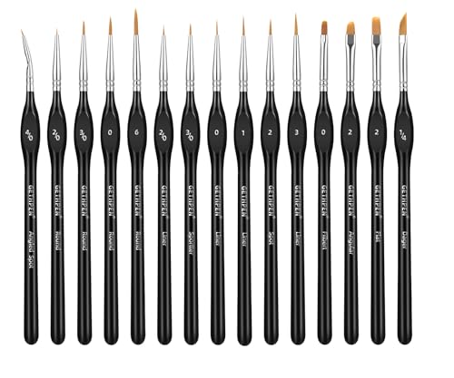 GETHPEN Miniature Paint Brushes, Micro Detail Paint Brush Set, 15pcs | Miniature Micro Paint Brush Set with Triangular Handles, for Acrylic, Watercolor, Oil, Models, Figurine & Paint by Number - size: 15 Sizes
