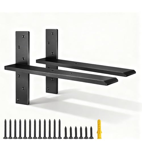 2 Pack 16" Heavy Duty T Floating Shelf Brackets - 1/2" Thick Steel, Hidden Knee Wall Support for Granite Countertops/Cabinets/Dishwashers - size: 16 Inch, style: 2 PACK