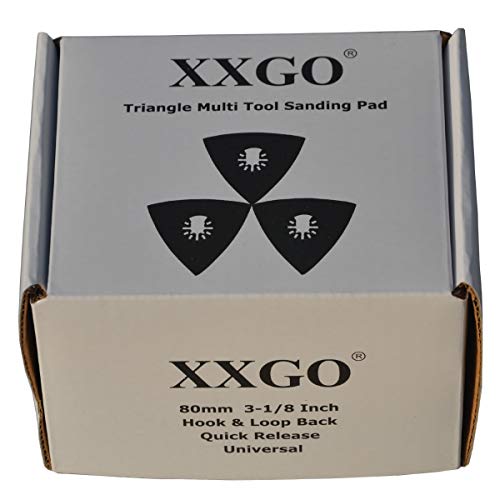 XXGO 3 Pcs 3-1/8 Inch 80mm Triangle Oscillating Multi Tool Sanding Pads - size: 3-1/8 Inch Triangle Sanding Pad - 3 Pcs