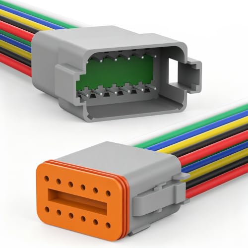 Newdeli Deutsch 12 Pin Connector Kit Waterproof Electrical Connector 16 AWG Male and Female Automotive Wire Connectors for Car Truck Boat, Dt Connector 1 Sets - size: DT Connector 1 Set 12 Pin