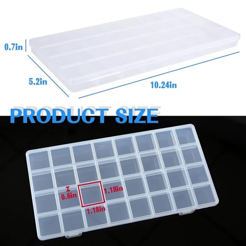 32-Grid Clear Plastic Beads Jewelry Organizer Box Small Parts Storage-2pack - color: Transparent