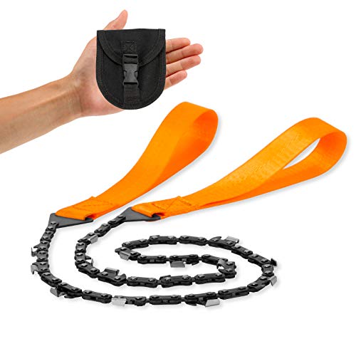 Pocket Chainsaw 24"-31"Two-sided Teeth,3X Faster with Cutting Blade ON Every Link,Best Compact Folding Hand Saw Tool for Survival Gear,Camping,Hunting - size: 24 inch