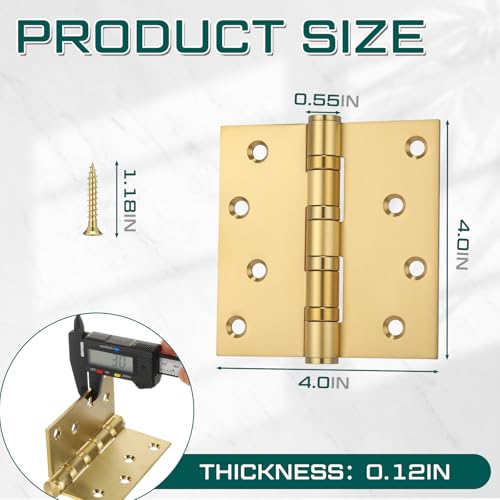 6 Pack Gold 4'' Ball Bearing Door Hinges, 4 x 4 Inch Exterior Door Hinge - color: Gold