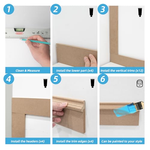 Art3d MDF Premade Paintable Board and Batten Wainscoting Kit, 189 x 54 in - size: 189 x 54 Inch