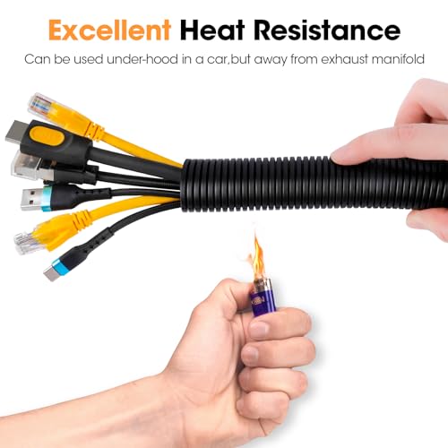 40 FT Wire Loom 1 Inch, Split Wire Loom Tubing Wire Conduit, Wire Protector Tubing – Black - color: 1" x 40ft-Black