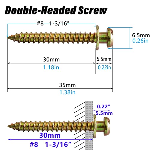 50Pcs Double-Headed Wall Screw Anchors Picture Hooks -Gold Bear Claw Screws - size: Color Zinc