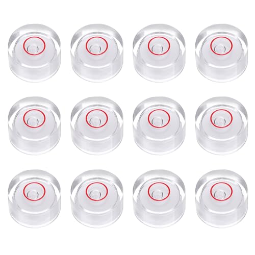HARFINGTON 12pcs Circular Bubble Spirit Level 12x6mm Mini Round Bubble Spirit Level Little Measuring Layout Tools for TV Industrial Carpentry Picture Frame, White/Red - color: White/Red, size: 12x6mm