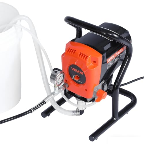 VEVOR Stand Airless Paint Sprayer, 900W, 3300PSI High Pressure Airless Sprayer, Cleaning Brush, Hose, Extension Rod, Nozzles, Electric Spray Paint Machine for Interior or Exterior of House, Fence - size: 900 W