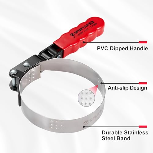 Spurtar Medium Oil Filter Wrench Adjustable Swivel Oil Filter Removal Tool - size: Medium: 4" - 4-3/8"