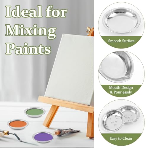 Stainless Steel Paint Tray 60 Pcs, Small Metal Mixing Palette for Airbrush