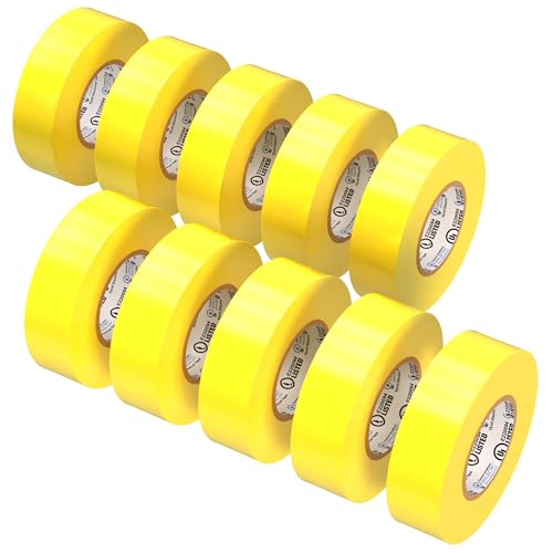 OHLECTRIC Professional Grade Vinyl Electrical Tape (10 Pack) Yellow - 7 Mil Thick Flame-Retardant, Heat & Weather Resistant 3/4 Inch x 60 Feet | Ideal for Contractors & Electricians - size: 10 Roll, style: Yellow