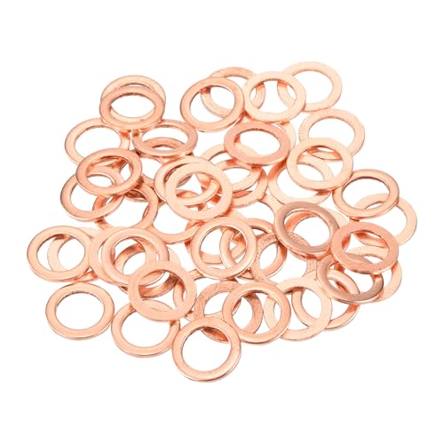 MECCANIXITY 52 Pcs Flat Copper Washers, 8x12x1mm Copper Upgraded Flat Metric Sealing Crush Ring Washers for Hydraulic Fittings Screw Bolt Nut Electronic Repair - size: 8x12x1mm