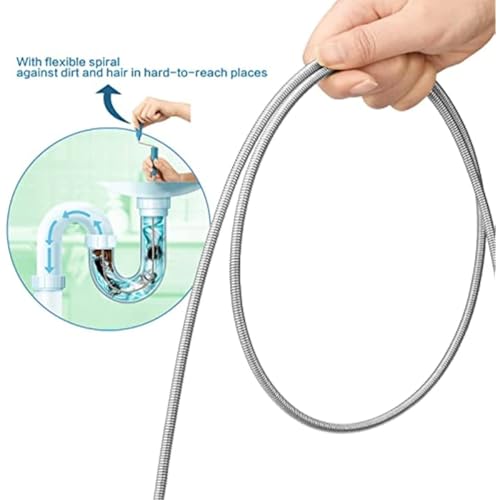 78.74in Flexible Drain Cleaning Tool 1pc - Lightweight Easy-to-Use for Kitchen & Bathroom Sinks, Tubs, Septic Systems, Durable Plastic/Metal for Home Maintenance & Plumbing Tasks