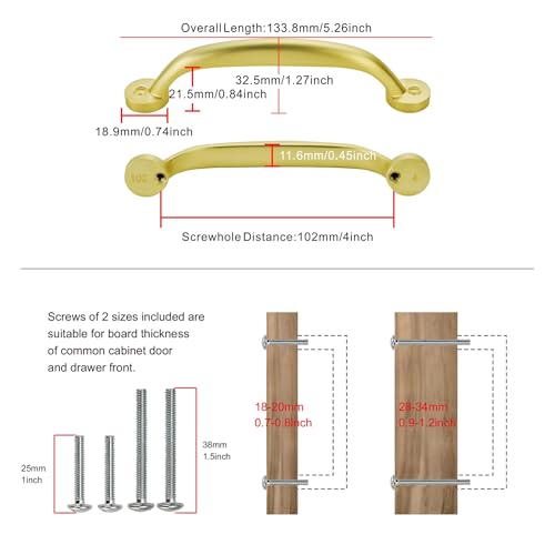 AVICCI 10 Pack Cabinet Pulls 4"/102mm Brushed Gold Heavy Duty Solid Cabinet Handles cabinets Dressers Kitchens Handles Bathroom cabinets Cabinet pulls - color: Brushed Gold, size: 4"(102mm)Hole Center-10Pcs