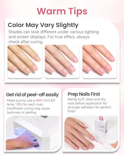 Makartt Jelly White Pink Gel Nail Polish Set 15ML : 6 Sheer Colors - color: Peachy Pink