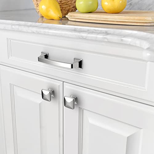 Amerdeco 10 Pack Polished Chrome 3-3/4 Inch(96mm) Hole Centers Kitchen Cabinet Pulls Hardware Kitchen Handles for Cabinets Cupboard Handles Drawer Pulls - color: Polished Chrome, size: 3.75" hole center