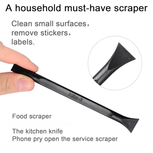 Honoson 6 Pcs Plastic Scraper Cleaning Tool Carbon Fiber Ticket Scratcher Tool Multi Purpose Stiff Scraper Pen Shaped Scraper for Tight Spaces, Kitchen, Crevices, Food, Paint(Black)