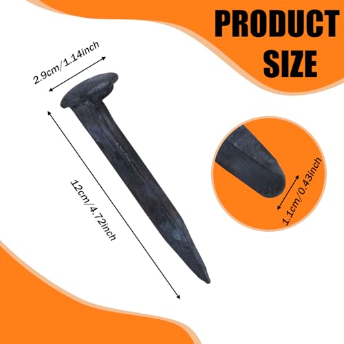 10PCS Railroad Spikes, 4.72 Inches Carbon Steel Railroad Spike, Heavy Duty Rustic Utility Hooks with Rust for Railroad Ties,Tent Stakes, DIY Metal Projects, Industrial Decor