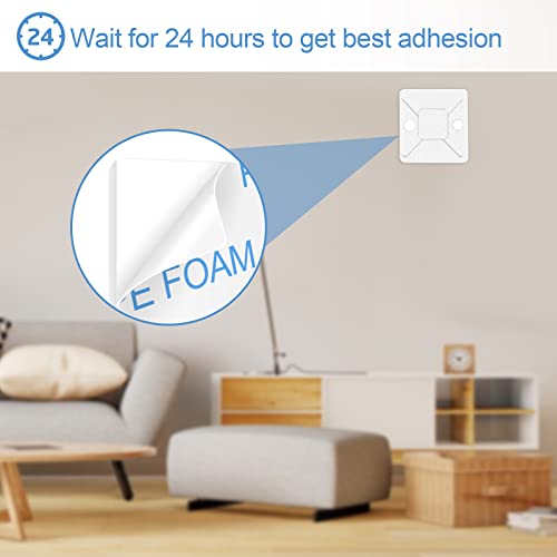 Zip Tie Mounts - SeuYeugX 1000 PCS Cable Self Adhesive Mounts Set for Wire Management with Stick Pads Anchors Clips Squares Holders (White) - color: 1000pack White