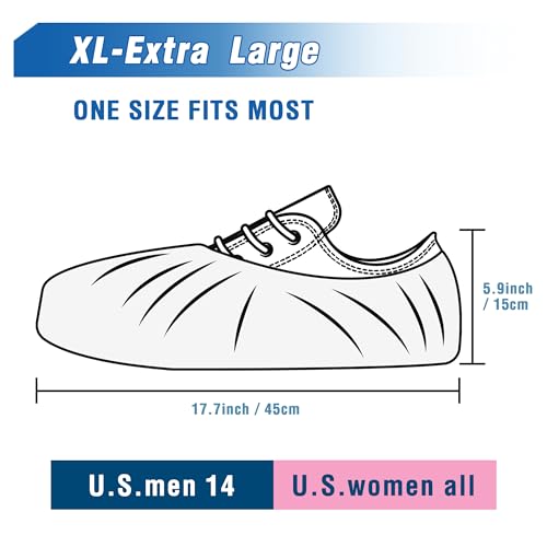 ProtectX White Disposable Shoe & Boot Covers, XL Extra Large, 200-pack (100 pairs), Waterproof, Slip Resistant, Durable CPE Plastic, Fits up to Men's 14 US Size and All Women's US Size Shoes - size: White CPE X-Large 200PK