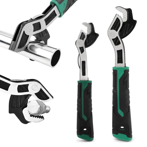 2PC Adjustable Wrench, Multi-function Wrench With Non-Slip Handle Self-Adjusting Spanner Power Grip Pipe Wrenc-h 12mm-20mm Nuts, Pipes for Car, Bicycle & Plumbing Repairs