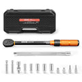 VEVOR Torque Wrench 3/8-inch Drive Click Torque Wrench Dual Scale Readings, 5-45 lbf-ft / 6.8-61.2 N.m, ±3% High Precision, with Spark Plug Sockets, Bits, Universal Joint, Extension Bar, Storage Case - size: 3/8" 14 PCS