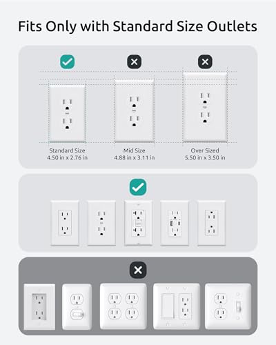 Flat Plug Surge Protector Power Strip, Outlet Cover Extension Cord, 10ft - size: 5AC(10FT-3Prong)