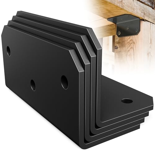 4"x2" Steel Corner Braces, L Brackets for Wood Furniture - size: （4PCS） Black