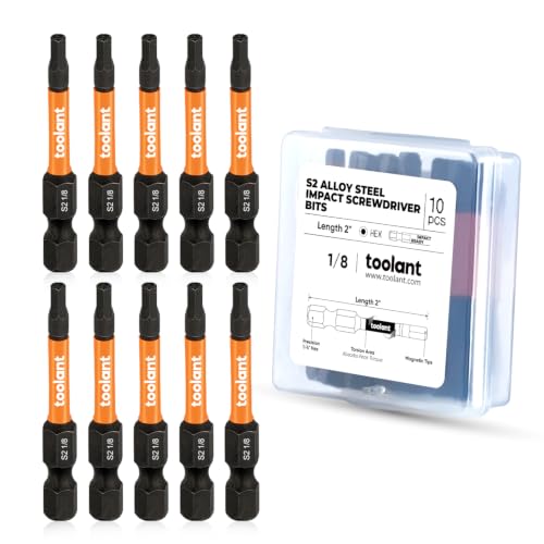 toolant 1/8-inch Impact Hex Bit Set, 10-Piece, 2-inch - size: 1/8"(10pcs)