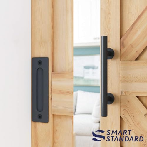 SMARTSTANDARD 6.8 FT Heavy Duty Sturdy Sliding Barn Door Hardware Kit,Black - size: 6.8 Feet
