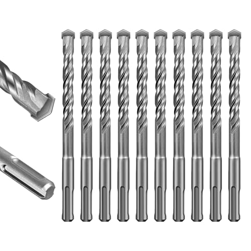 SALI Rotary Hammer Drill Bits 3/8"*6" 10 Pcs Rotary Hammer Drill Bits Concrete Masonry Hole Tool with Storage Case for Concrete, Stone, Brick - size: 3/8"*6"