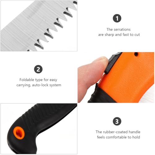 ibasenice Folding Hand Saw for Tree Cutting Pulling Pruning Saw for Gardening and Camping 14.96in Blade with 3-Sided Grinding Teeth for Firewood Woodworking and Landscaping