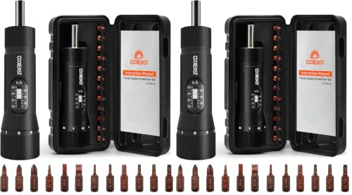 coobeast 13Pcs Preset Torque Screwdriver with S2 Bits, 1/4” Drive Torque Wrench Screwdriver Set for Maintenance, Tools, Bike Repairing and Mounting, Inch Pound Torque Range 10-70 In-lb (Pack of 2) - size: 13 PCS (Pack of 2)