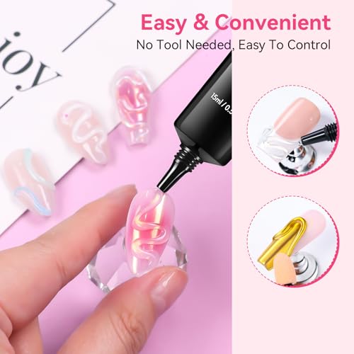 Makartt 15g 3D Nail Gel & Chrome Nail Powder Kit for Sculting and Drawing - color: A05-clear & chrome