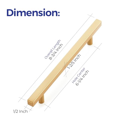 Ravinte Champagne Gold Handles Square Cabinet Hardware 8-3/4 Inch 10 Pack - size: 8-3/4" Hole Center