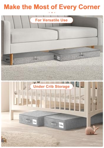 punemi 5 inch High Sturdy Low Profile Under Bed Storage, 2 Pack, Grey - color: Grey, size: 2 Pack-5 inch Tall-Structured