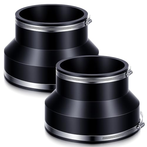 2 Pack 8" to 6" Flexible Rubber Reducer Coupling with Clamps