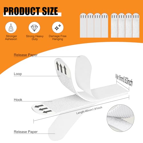 Picture Hanging Strips Heavy Duty, 40 Pairs Sticky Picture Hangers - size: Small-40 pairs